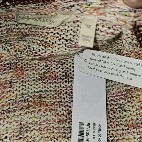 NWT Soft Surroundings  Ochoa Multi Colored Open Bohemian Knit Cardigan 1X $120 - Picture 11 of 12